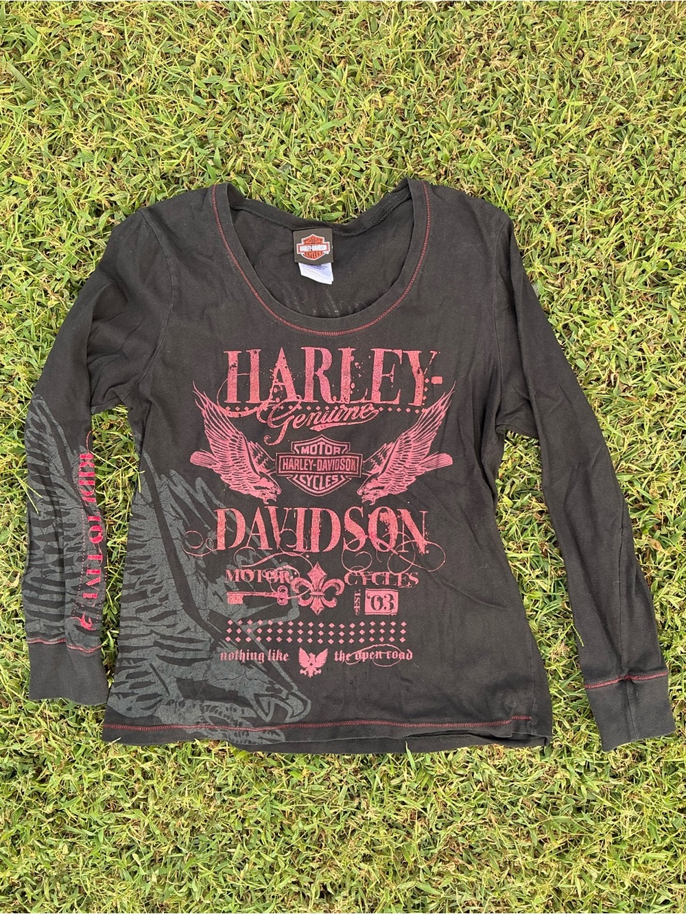 Harley-Davidson Black Long-Sleeve Top with Red Graphic
